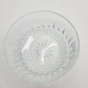 Vintage Arcoroc France Clear Crystal Glass 4" Desert Bowl Starburst Diamond MCM